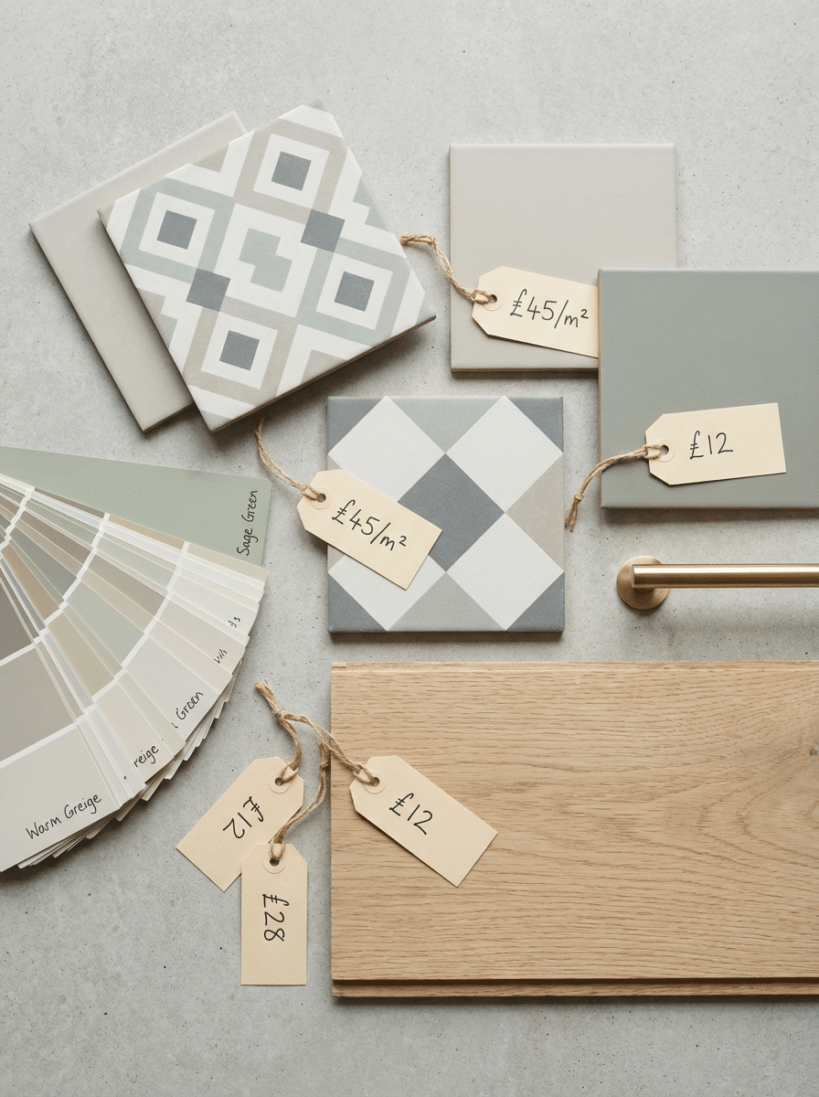 Various bathroom accessories, such as a toothbrush holder and lotion bottles, displayed on a clean counter surface.